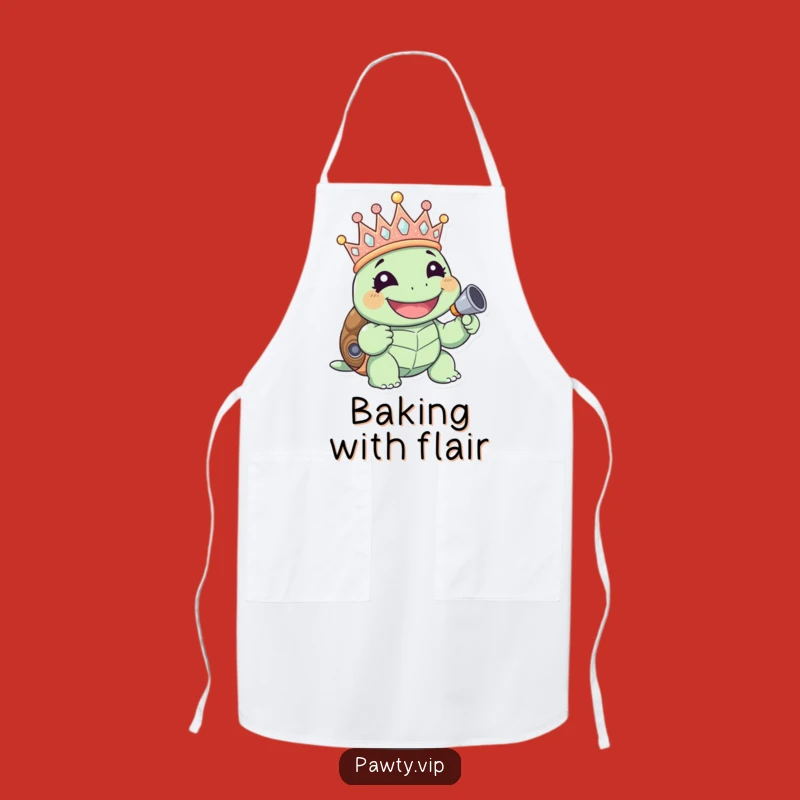 Funny Giggling Turtle Crown Apron: Hilarious Kitchen Wear for Party Chefs