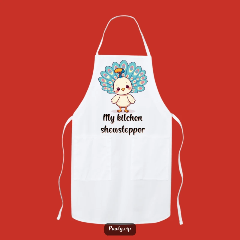 Funny Kawaii Peacock Pride Apron: Cook with Elegance and Colorful Flair