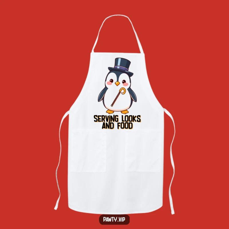 Funny Penguin Apron: Cook with Class and a Top Hat!