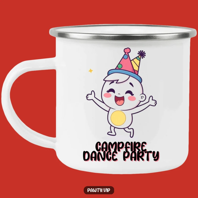 Funny Party Character Camping Mug: Happy Dancer Adventure Gift