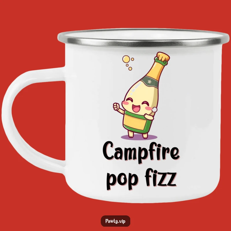 Funny Champagne Bottle Camping Mug: Popping Cork Joy for Outdoor Toasts