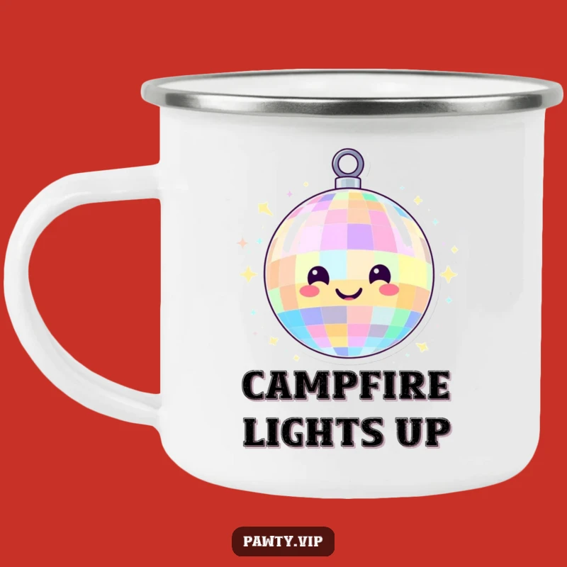 Funny Disco Ball Camping Mug: Lights & Smiles for Outdoor Parties