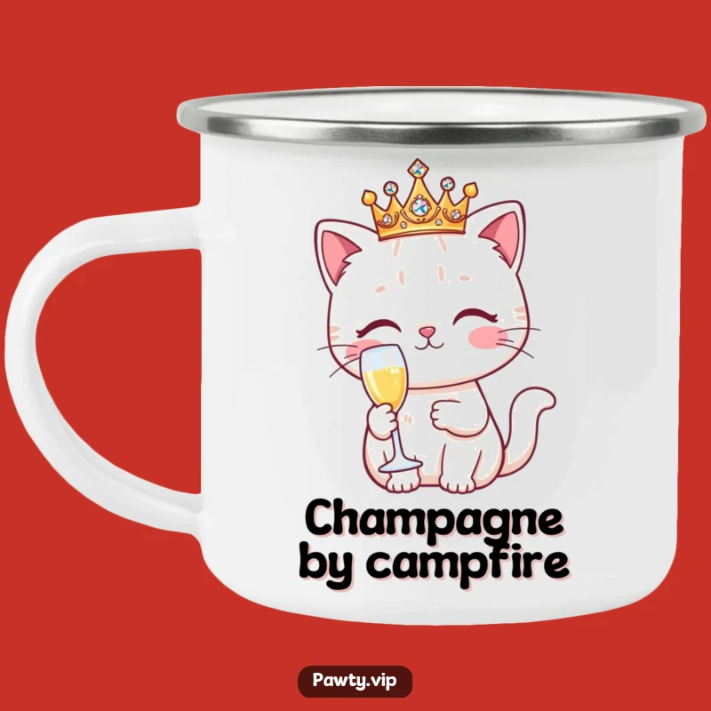 Funny Kawaii Cat Camping Mug: Durable Enamel Cup, Perfect Outdoor Funny Gift