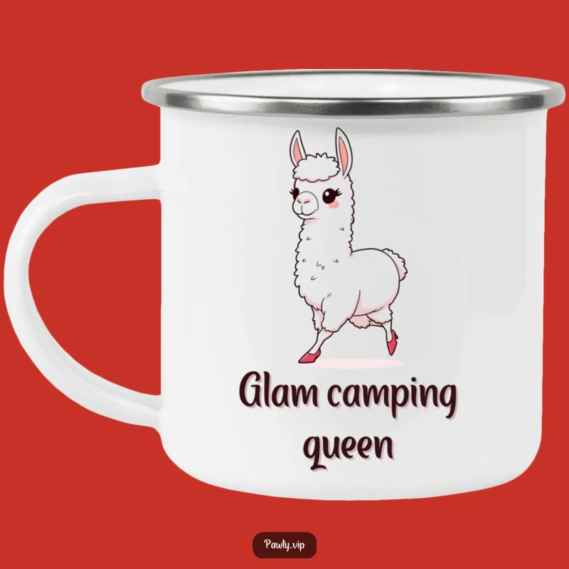 Funny Llama Camping Mug: Chic High Heels Llama Mug, Perfect Outdoor Fashion Gift