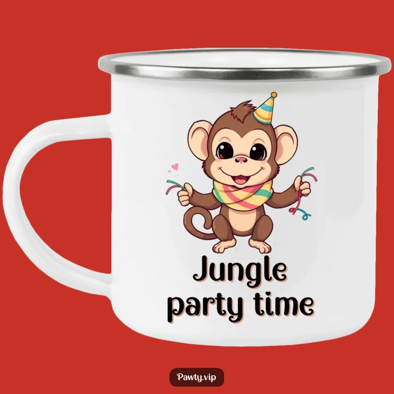 Funny Monkey Party Scarf Camping Mug: Hilarious Outdoor Companion for Adventurous Fun