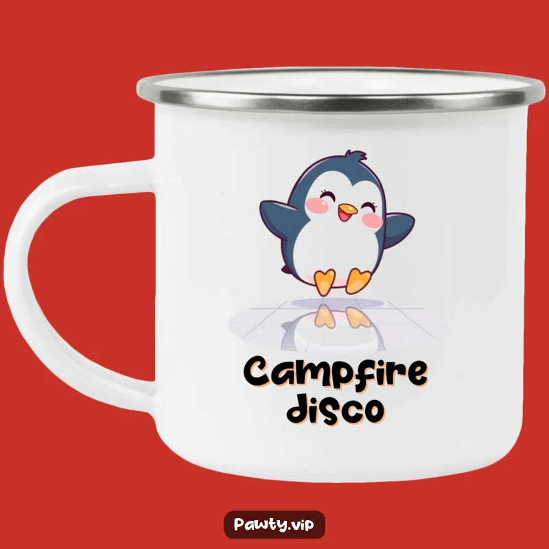 Funny Penguin Dance Floor Camping Mug: Hilarious Outdoor Gift for Cool Campers