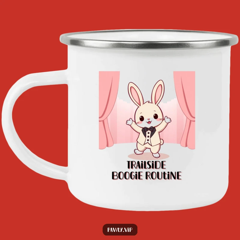 Funny Tuxedo Rabbit Dancing Camping Mug: Enjoy Your Adventure with This Hilarious and Cute Cup