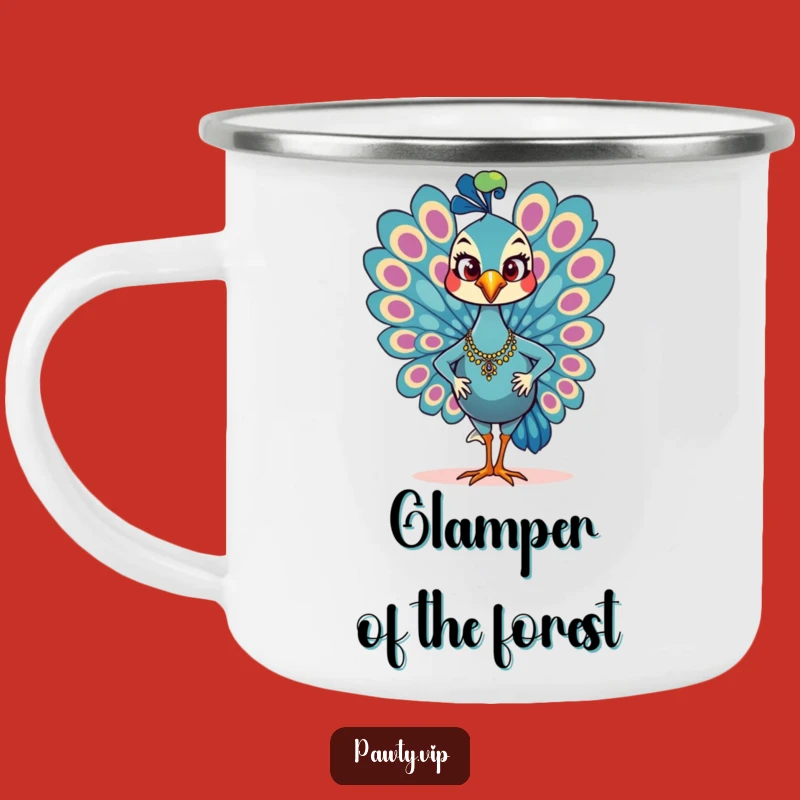 Funny Outdoor Peacock Mug: Confident Strutting Bird Camp Cup, Great Humorous Gift