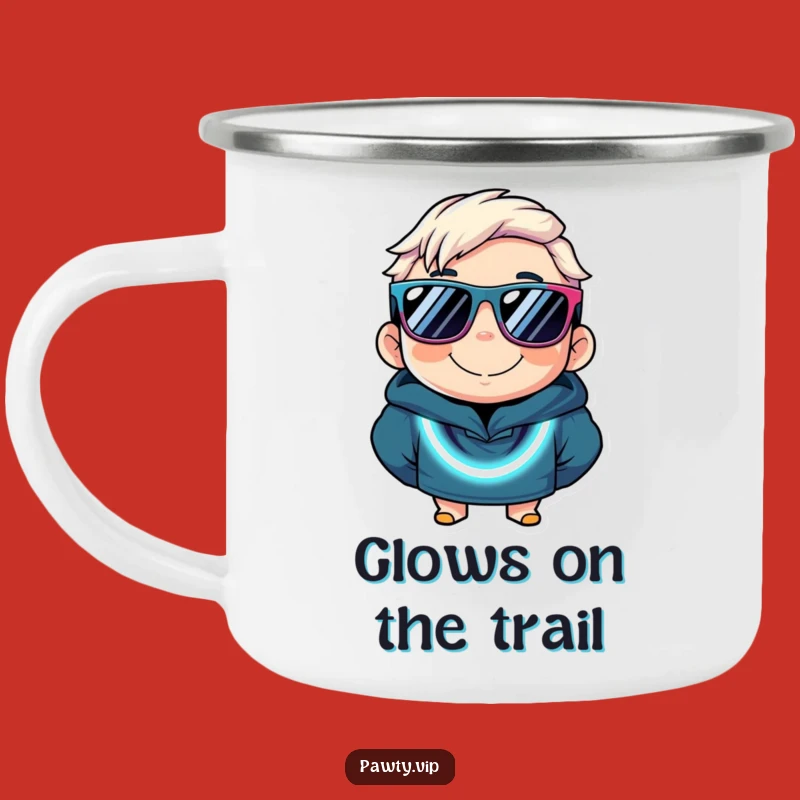 Funny Neon Party Character Camping Mug: Durable, Portable, Sunglasses, Outdoor Fun Gift