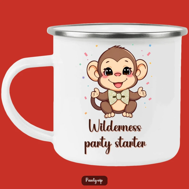 Funny Monkey Bow Tie Confetti Camping Mug: Hilarious Outdoor Gift for Adventurers