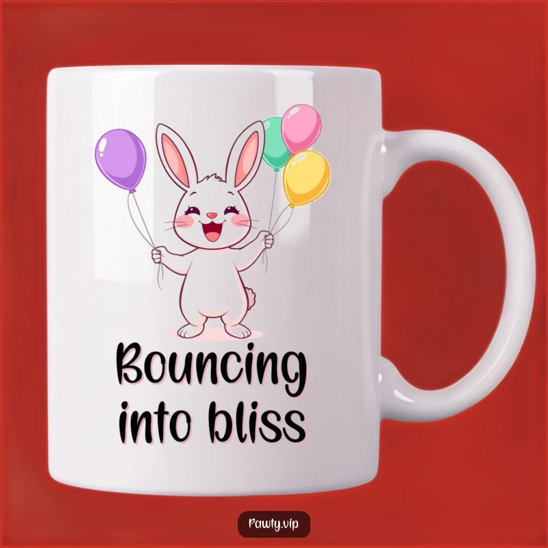 Funny Kawaii Rabbit Juggling Mug: Happy Balloon Party Gift