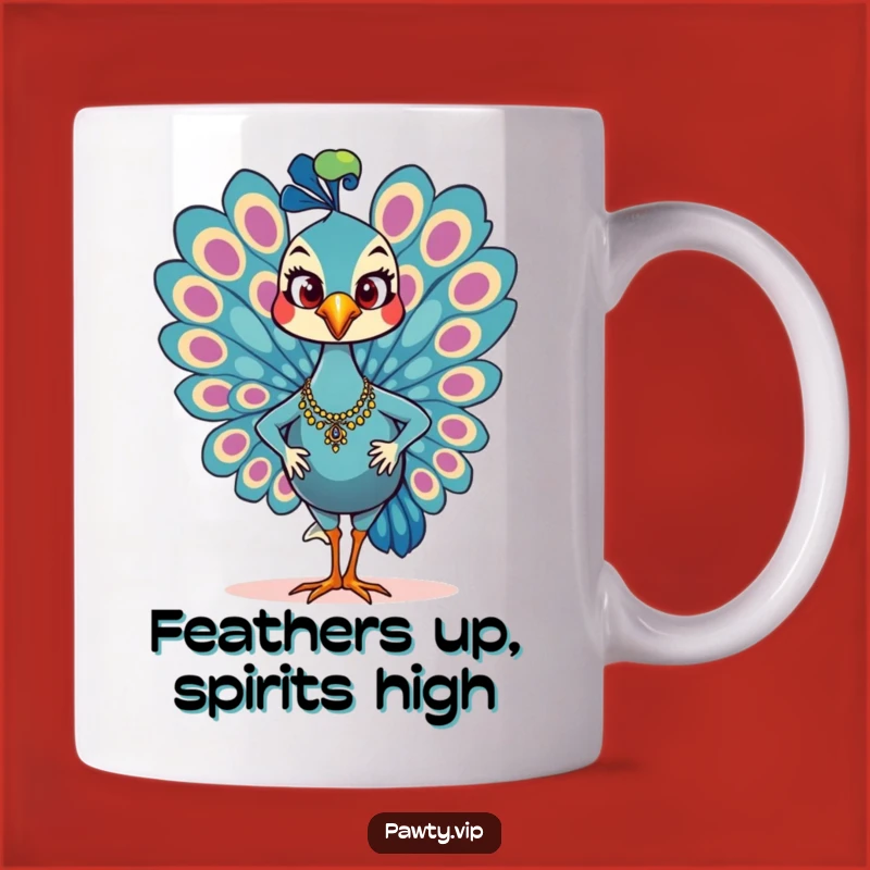 Funny Glamorous Peacock Mug: Confident Strutting Bird, Perfect Humorous Gift