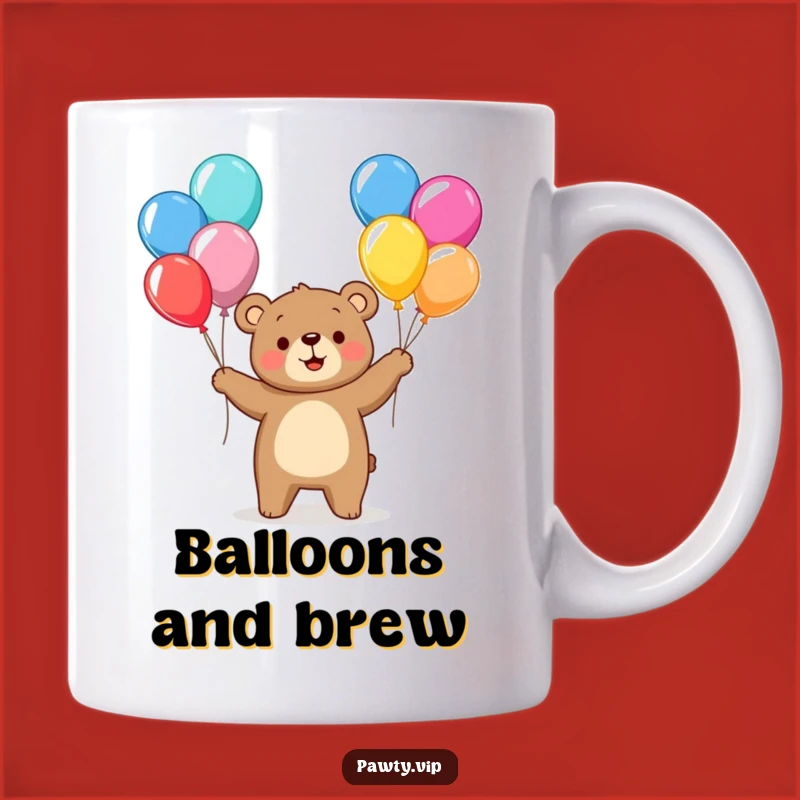 Funny Juggling Bear Balloons Mug: Cheerful Party Gift