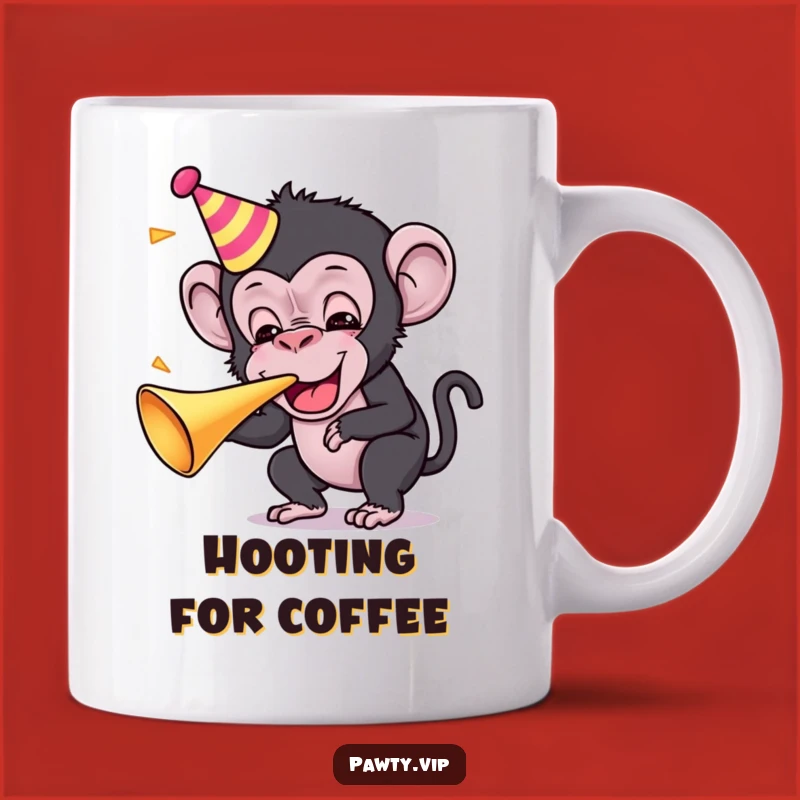 Funny Kawaii Chimp Party Mug: Celebrate Every Moment with this Exuberant Chimpanzee