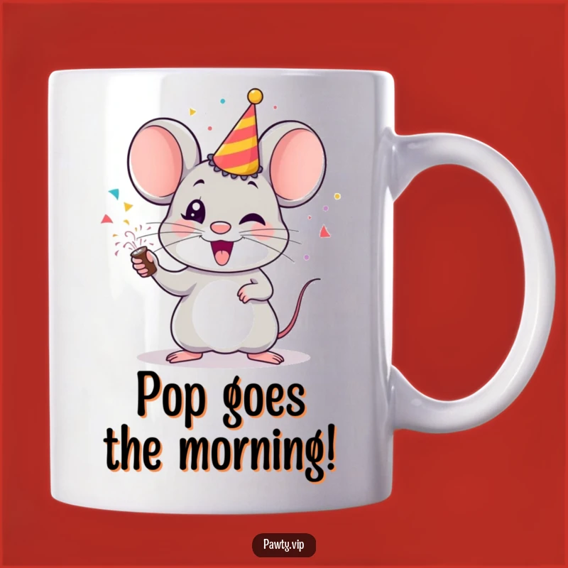 Funny Mouse Party Popper Mug – Cheerful Celebration Drinkware Gift