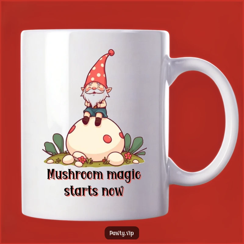 Funny Gnome Mushroom Mug: Cheerful Rider, Whimsical Party Gift