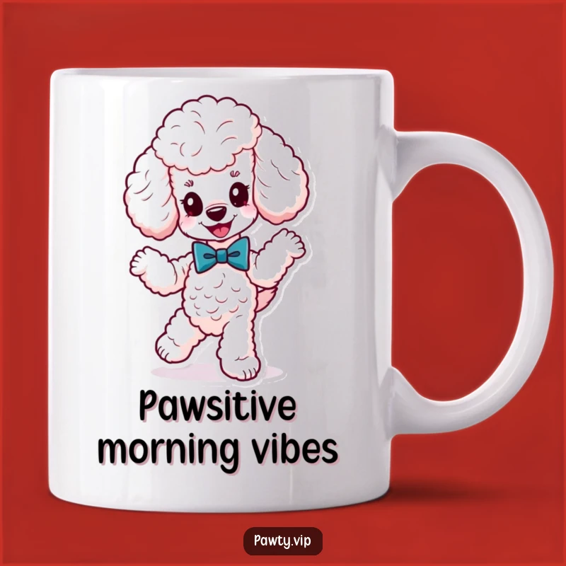 Funny Poodle Dancing Mug: Fancy Bow Tie for Elegant Dog Lover Gift