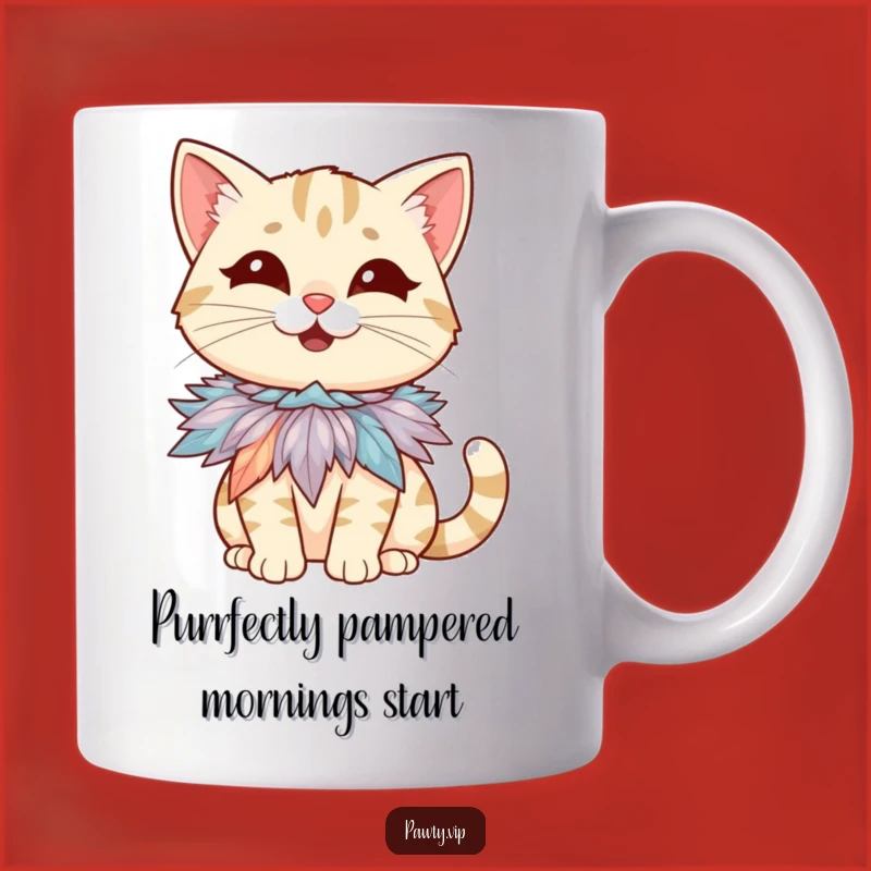 Funny Giggling Cat with Feather Boa Mug, a Purrfectly Hilarious Gift!