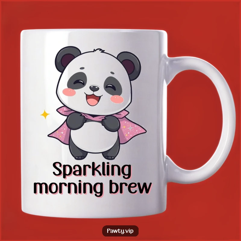 Funny Panda Hero Mug: Giggling Panda in Sparkly Cape, Perfect Super Funny Gift