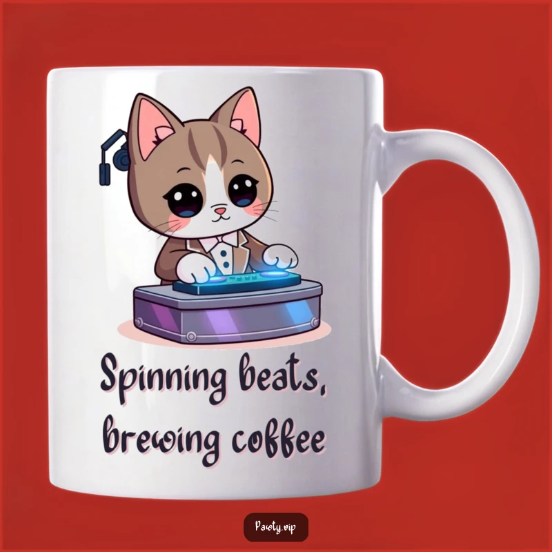 Funny Kawaii Tuxedo Cat DJ Mug: A Purrfectly Hilarious Gift for Music Lovers
