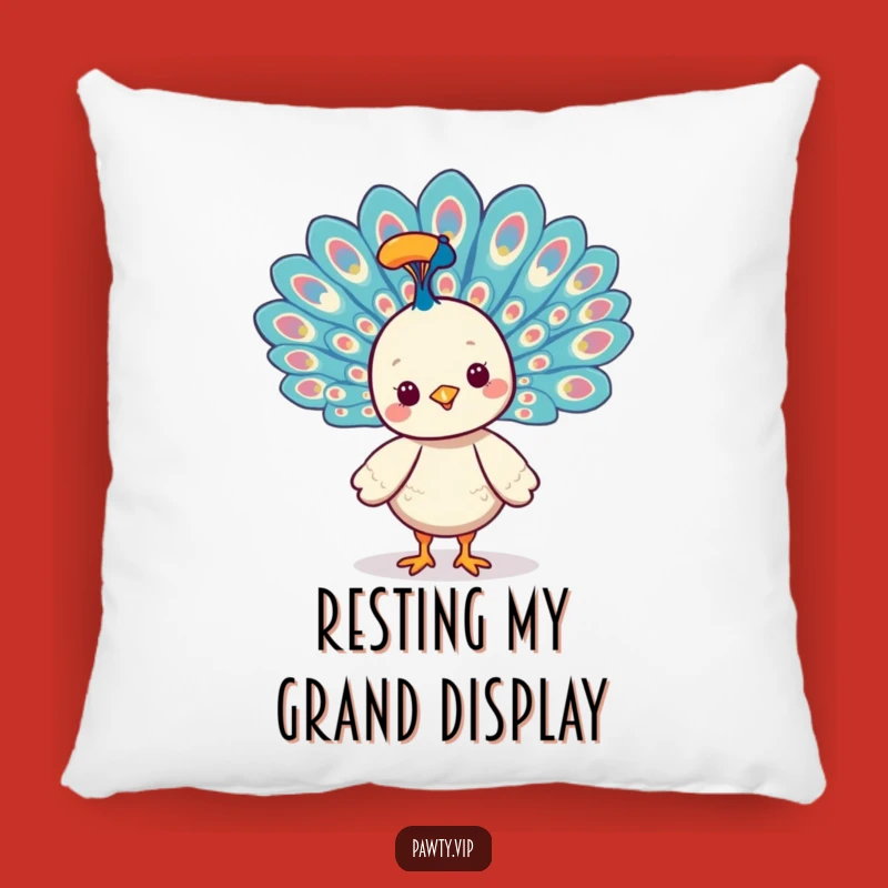 Comforting Funny Kawaii Peacock Pride Pillow: Cuddle Up with Elegance and Style