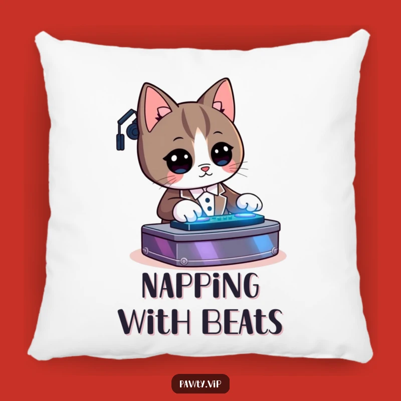 Comforting Funny Kawaii Tuxedo Cat DJ Pillow: Cuddle Up with Musical Charm and Humor