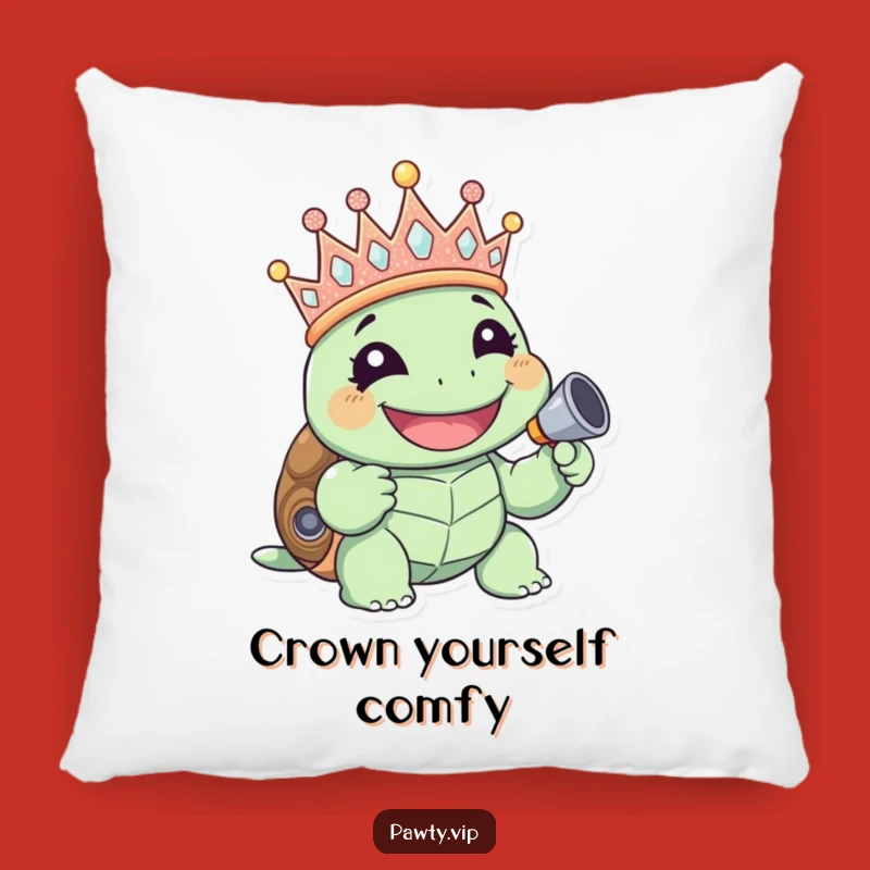 Funny Giggling Turtle Crown Pillow: Cozy and Joyful Accent for Your Space