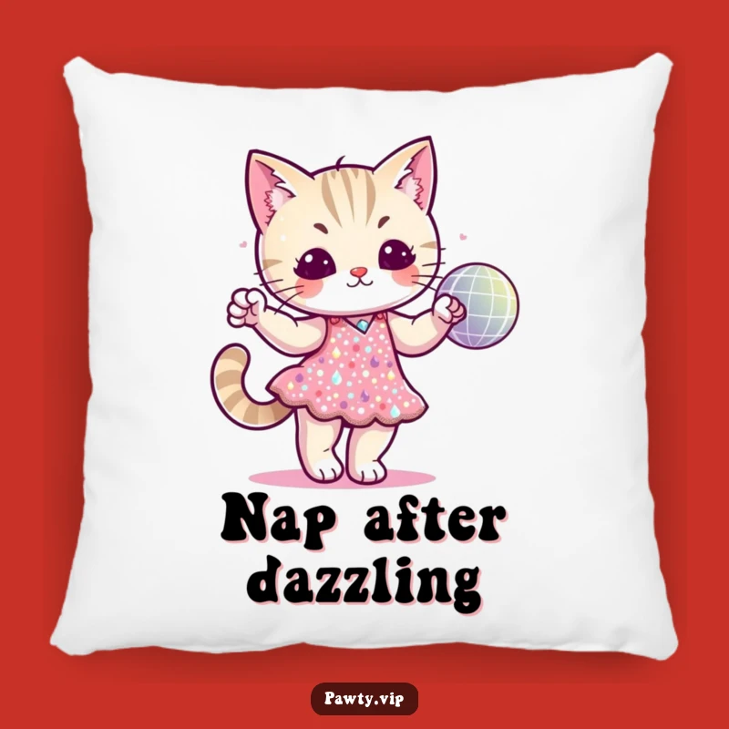Funny Disco Cat Sequin Dress Pillow: Cozy Glamour for Your Home