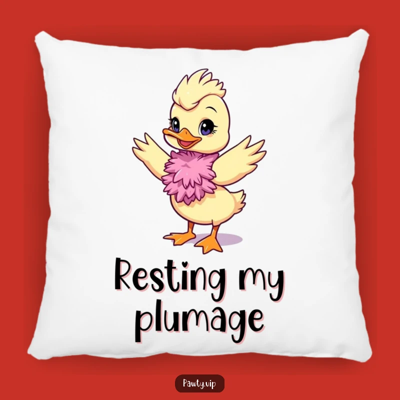 Funny Duck Diva Pillow, Feather Boa Cushion, Cozy Glamour, Hilarious Gift