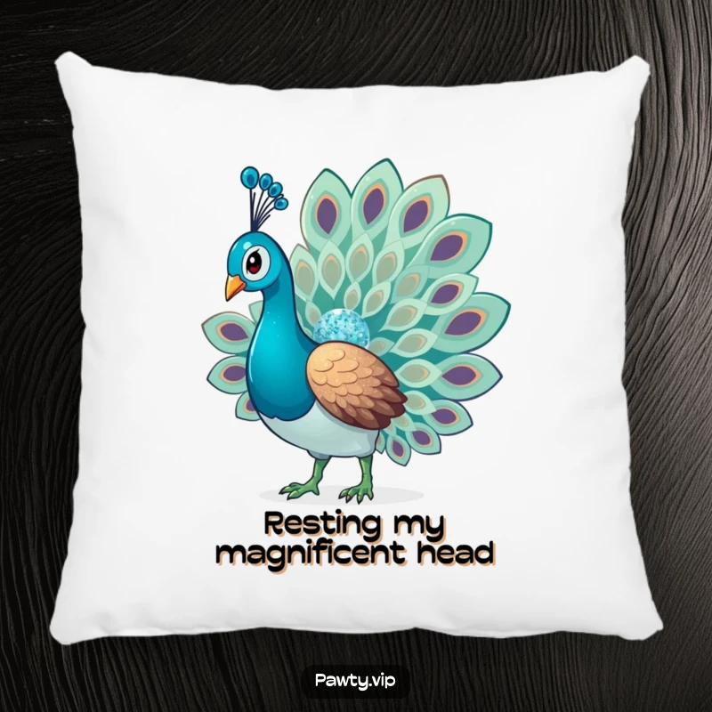 Funny Glitter Peacock Pillow featuring a glamorous bird fanning its tail, accented with sparkling glitter, for a touch of chic comfort.