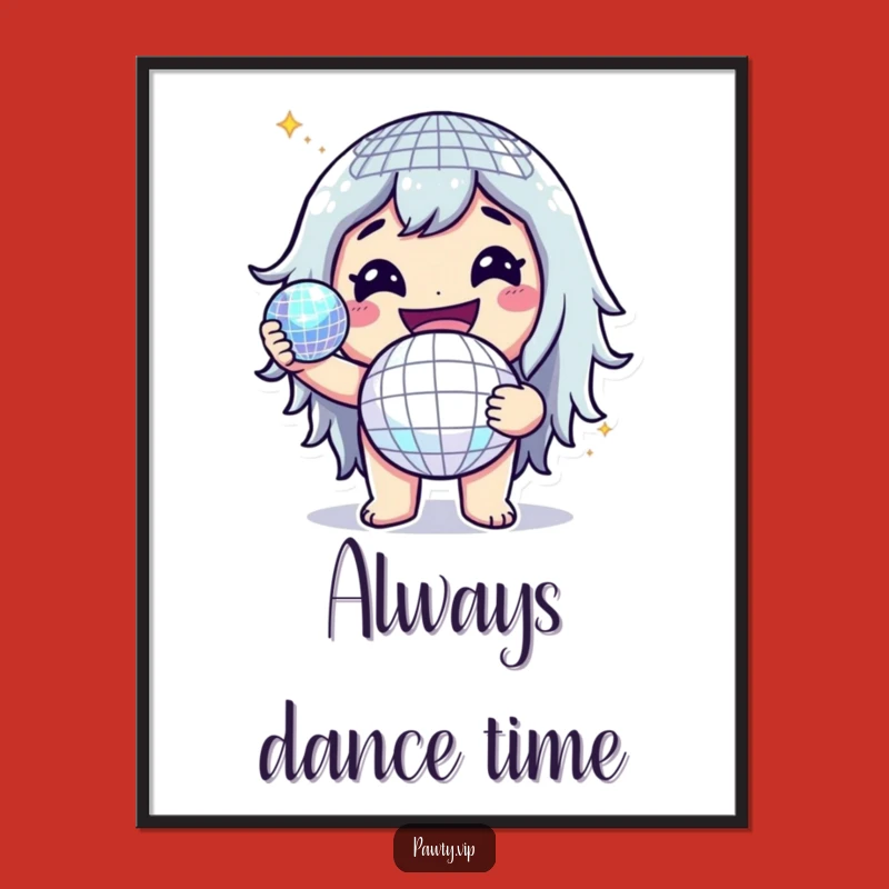 Funny Disco Ball Character Print: Instant Download, Glitter Art, Humorous Decor Gift