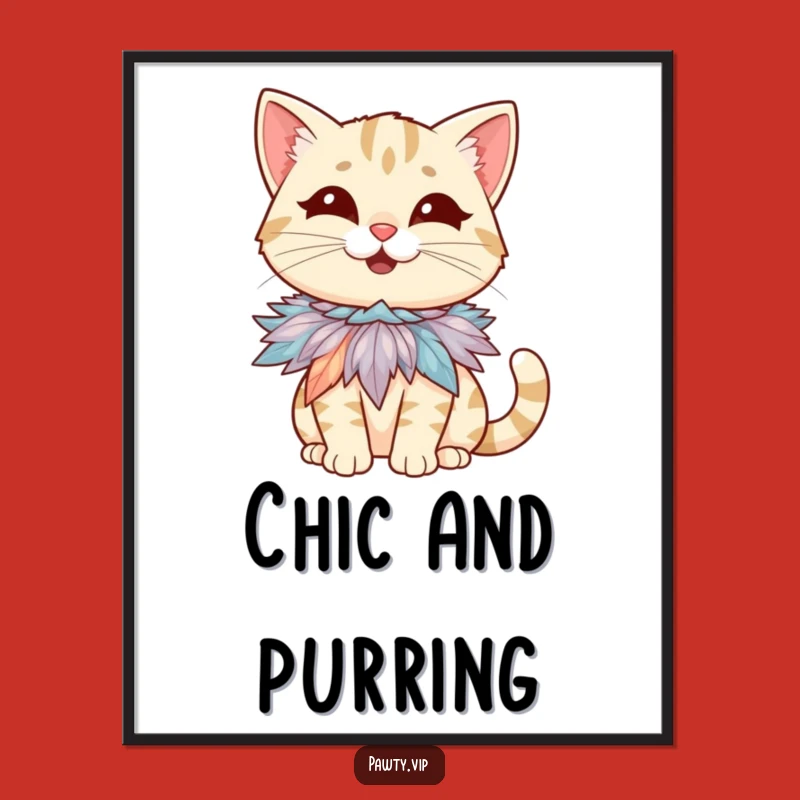 Funny Giggling Cat Digital Art: Unleash Feather Boa Vibes Instantly!