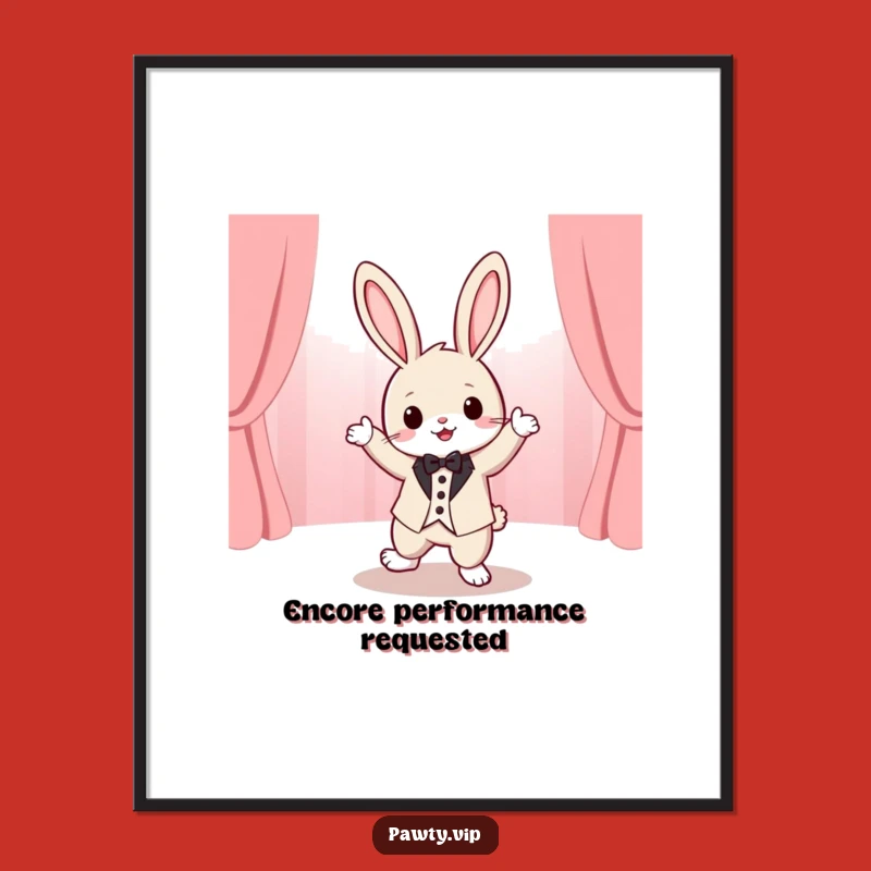 Funny Tuxedo Rabbit Dancing Digital Art: Instant Hilarious Decor for Your Home or Office