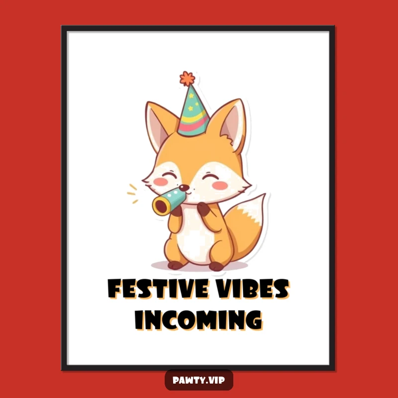 Funny Fox Party Digital Art Print: Instant Hilarious Decor For Your Space