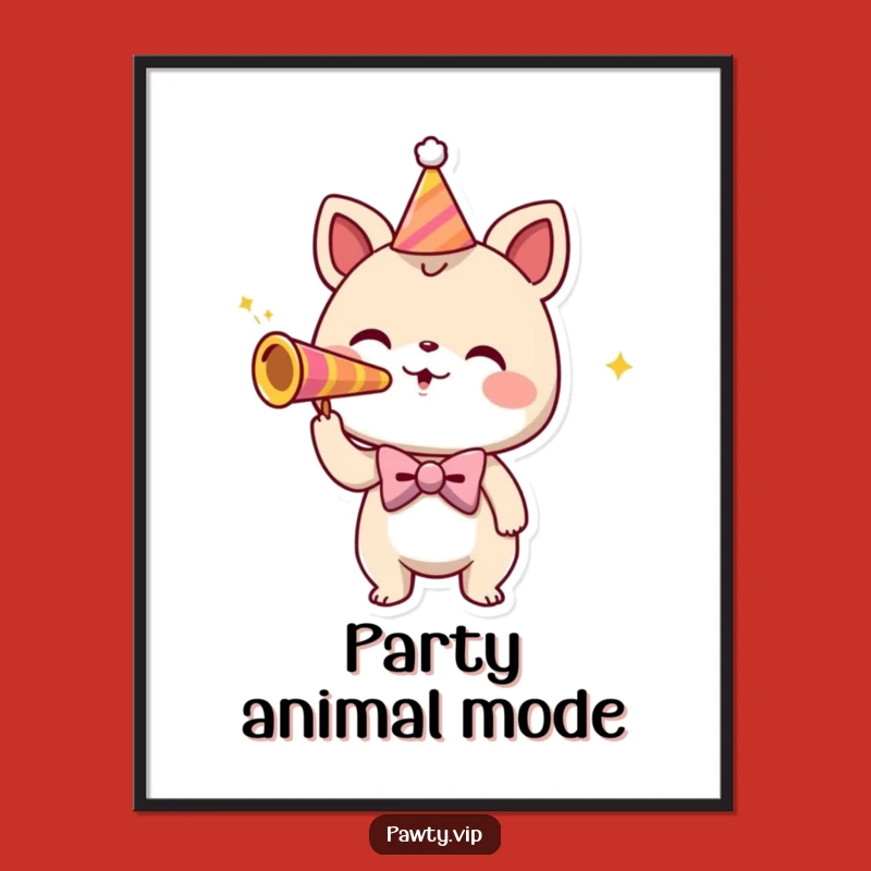 Funny Bowtie Party Digital Art: Playful Creature's Festive Wall Decor Gift