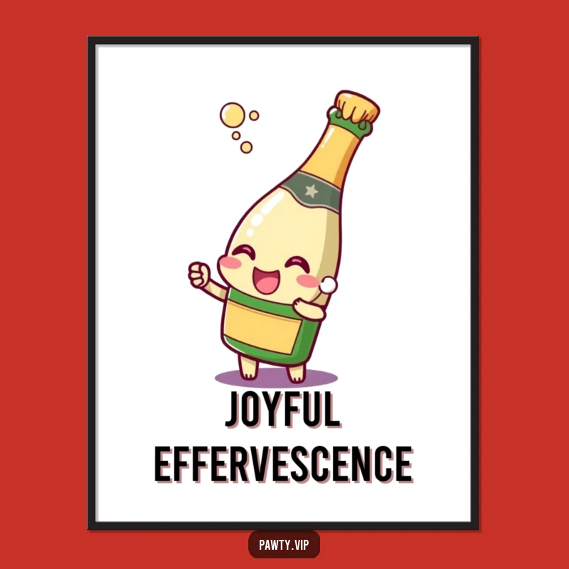 Funny Champagne Bottle Digital Print: Instant Popping Cork Joy