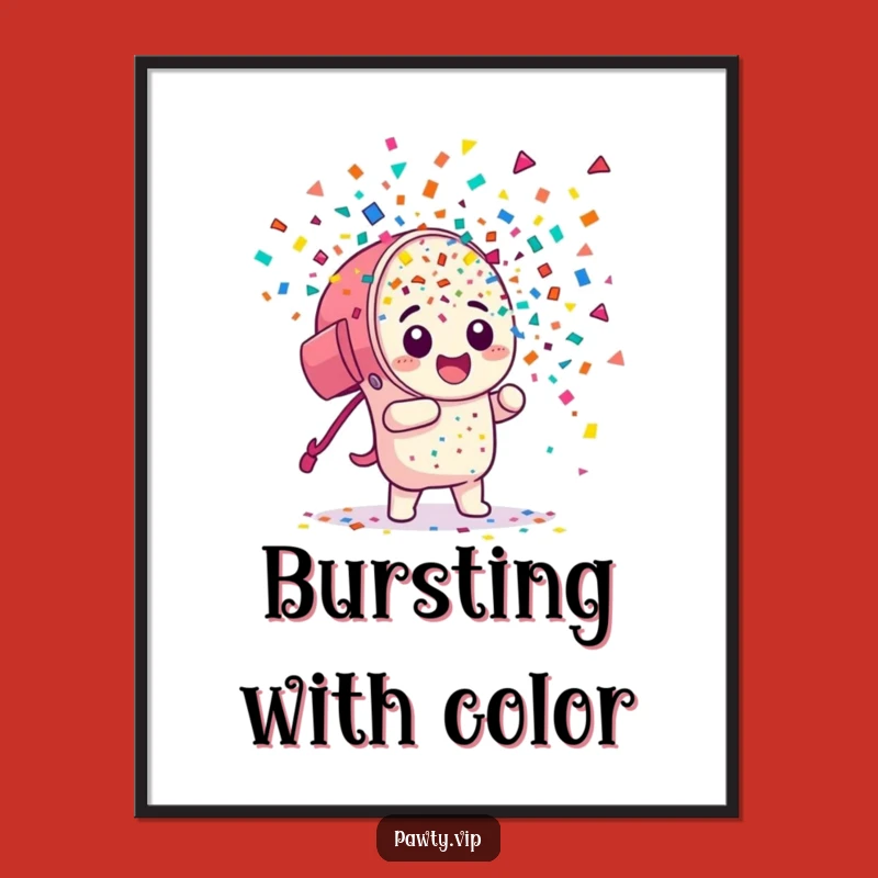 Funny Confetti Cannon Digital Art: Instant Joyful Decor for Your Walls