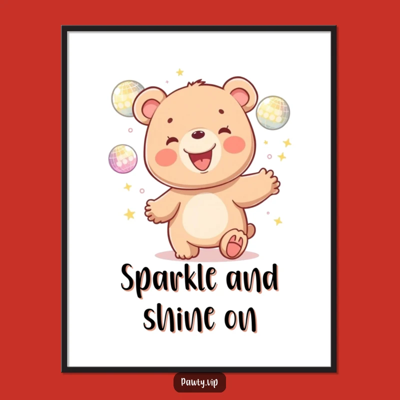 Funny Disco Bear Juggling Digital Art: Instant Hilarious Party Decor for Your Space