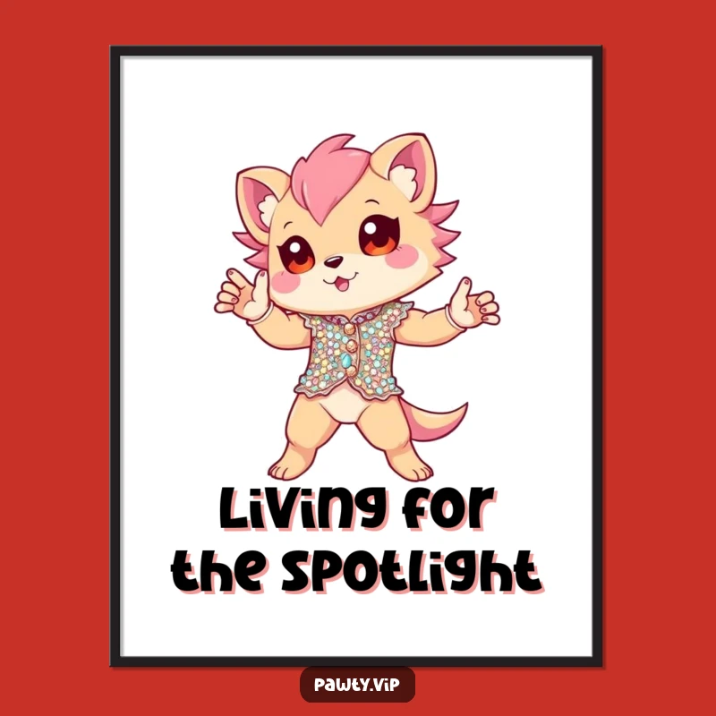 Funny Dramatic Creature Art Print - Sequined Star Decor - Hilarious Funny Gift!