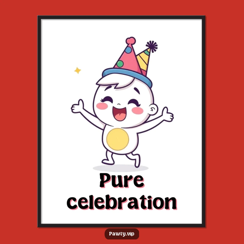 Funny Party Character Digital Art: Happy Dancer Wall Decor Gift