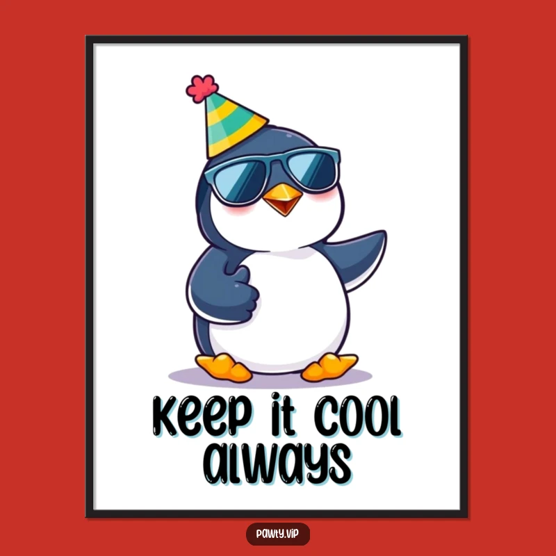 Funny Party Penguin Thumbs Up Digital Art: Instant Hilarious Decor for Cool Spaces