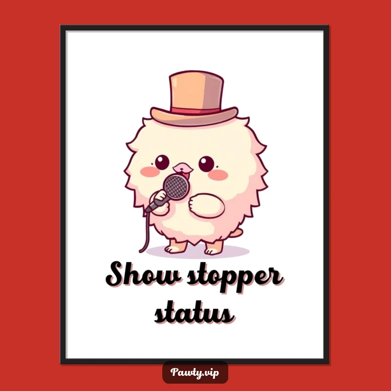 Funny Performer Digital Art: Fluffy Top Hat Star's Wall Decor Gift