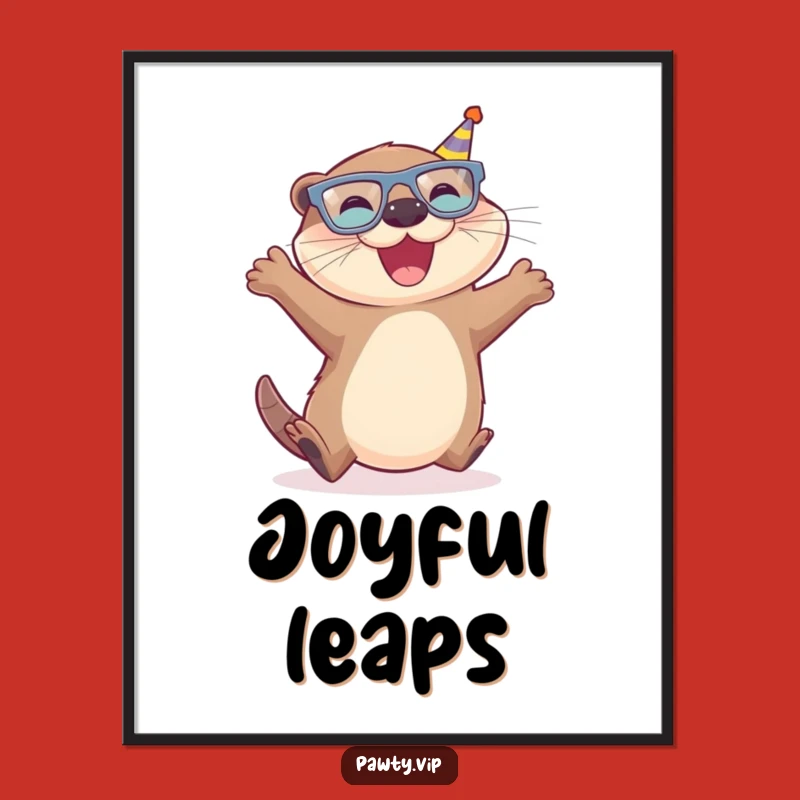 Funny Otter Digital Art, Party Glasses Otter Print, Perfect Joyful Gift