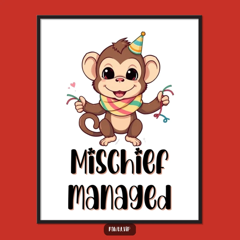 Funny Monkey Party Scarf Digital Art: Hilarious Printable for Instant Prankster Decor