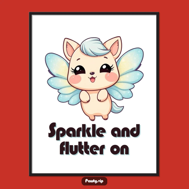 Funny Joyful Animal Art Print - Glittery Wings Decor - Delightful Funny Gift!