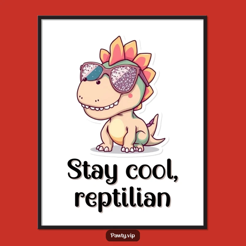 Funny Dinosaur Shades Digital Art: High-resolution download of a cool dino, a unique funny gift.