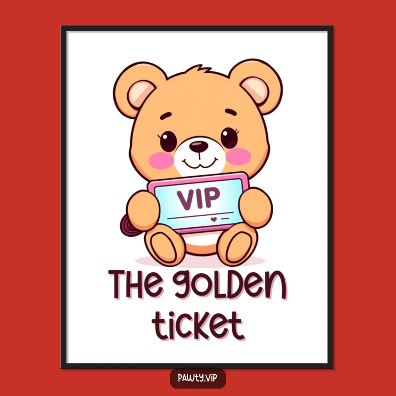 Funny VIP Bear Digital Print: Instant Access to Joyful Art