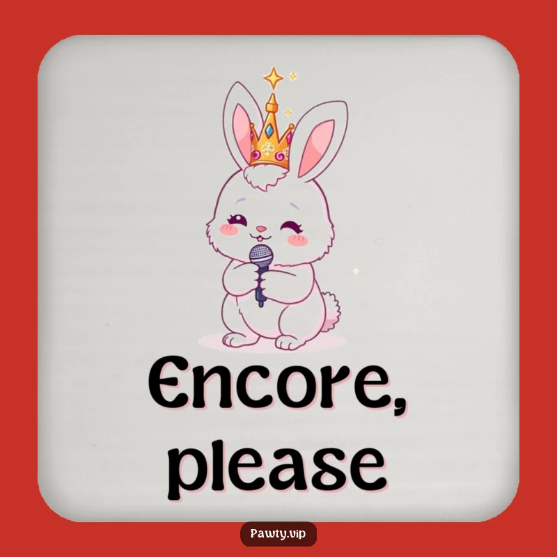 Funny Bunny Rockstar Coaster: Sparkly Crown & Mic for Star Drinks