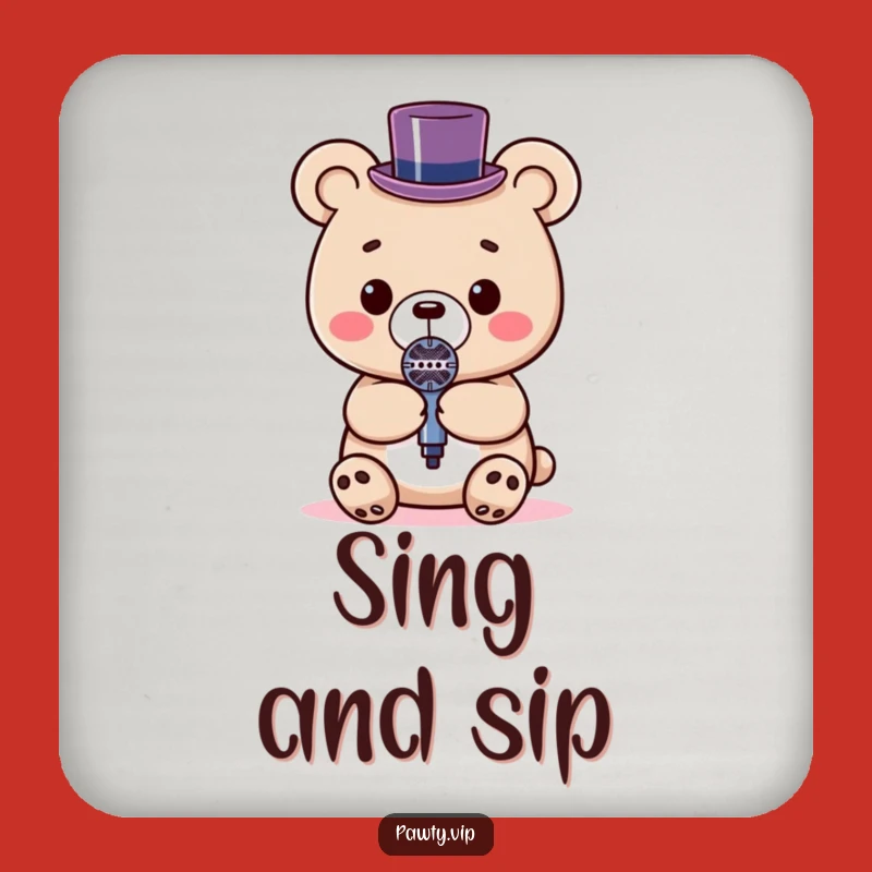 Funny Kawaii Bear Microphone Coaster Set: Stage Ready Surface Protection