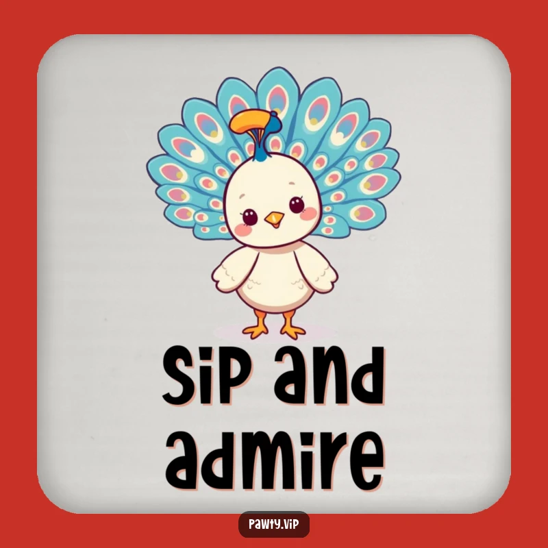 Funny Kawaii Peacock Pride Drink Coaster: Protect Surfaces with Elegant Flair